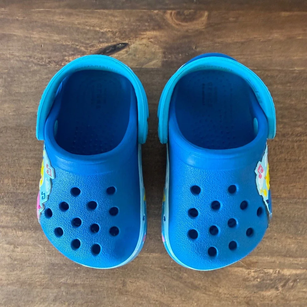 Crocs Fun Lab Baby Shark Blue Clogs Toddler Kids C4 Pinkfong Slip On Shoes